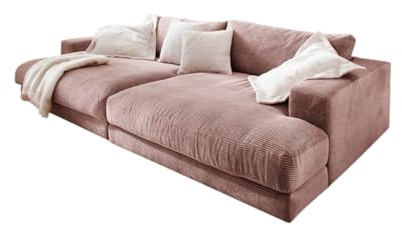 KAWOLA - Big Sofa Madeline - Zeitloses Designer Cord XXL Couch - Komfortabel & Eleganz - 290x86x170cm, Rosa, Polyester
