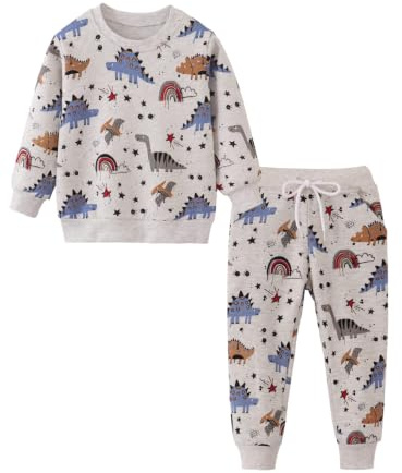 SERENYOU Kids Tracksuit Boys Sweatshirt Joggers Suit Girls Jumper Jogging Pants Set Unisex Activewear Set 6-7 Years Style 9