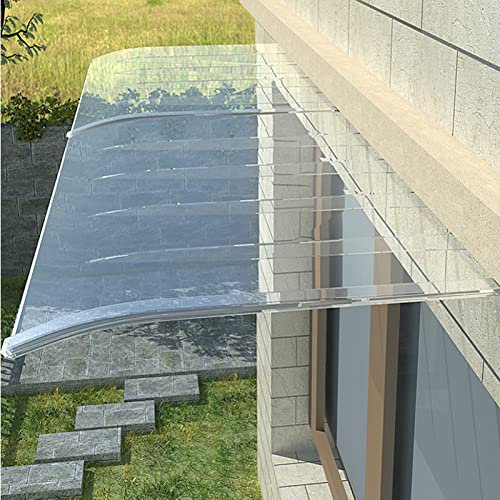Transparent Pultvordach,Vordach Haustür Überdachung Haustürvordach aus 3mm Dicke Polycarbonat,Unsichtbare Vordach für Eingangstür,wasserdichte UV-Schutz Schallschutz (40x220cm/16 x87)
