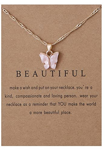 RIXERKOC Acryl Schmetterling Anhänger Halskette Verstellbare Schmetterling Kette für Frauen Mädchen Bunter Schmuck Geschenk für Geburtstag Muttertag Valentinstag