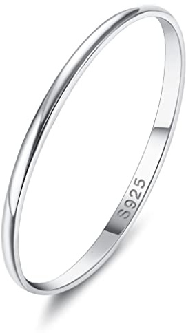 Diamday 1mm S925 Sterling Rings Silver for Women Men High Polished Sterling Silver Band Thumb Stackable Ring Comfort Fit Bands Size 7