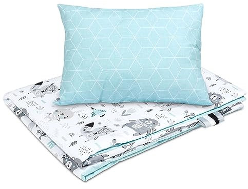 Bellochi Kinderbettwäsche 100x135 aus 100% Baumwolle, Kinderbettdecke 100x135 Set mit Kissen, Kinderdecke 100x135 weich und atmungsaktiv Animaland