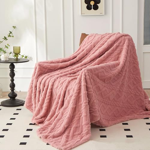 QOFLY Coperta in pile rosa, in flanella, tinta unita, 150 x 200 cm, in microfibra, per divano e camera da letto, ufficio