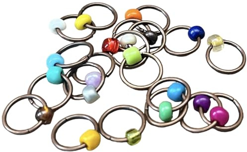 20 Maschenmarkierer mit kleinen Glasperlen - Maschenzähler - bunt kupfer - Set - Stricken, Strickhilfe stitch marker RINGE