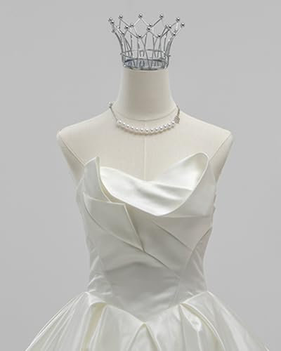 Schaufensterpuppe Hochzeitskleid-Mannequin-Anzeige, Halbgroße Schaufensterpuppe mit Kronenoberteil für Die Präsentation von Kleidungsschmuck, Weiblicher Schneiderpuppentorso mit Ständer ( Color : Silv