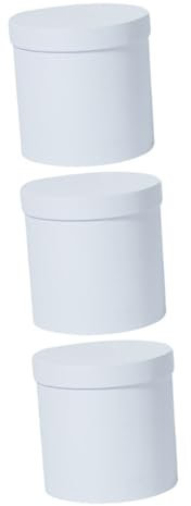 Healeved 3stücke Blumenbox Handheld Bucket Für Blumenarrangements Elegante Pappblumenbox Mit Rundem Deckel Für Hochzeiten Geburtstage Und Feste Für Kreative Blumengestaltungen Weiße