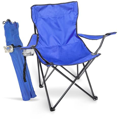 WMC TOOLS Faltstuhl Campingstuhl Anglerstuhl mit Getränkehalter & Tragetasche - Anglersessel klappbar - Klappstuhl Gartenstuhl Faltstuhl Relaxsessel Angelsessel faltbar