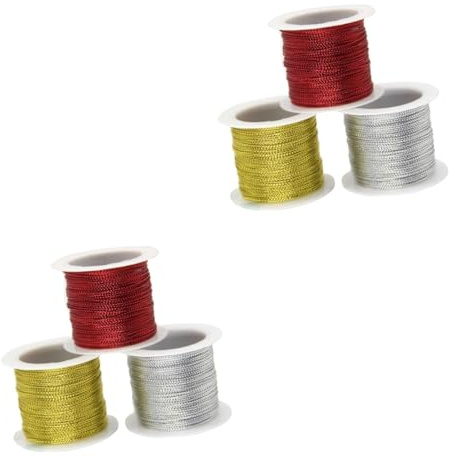 NUOBESTY 6pcs Polyester Tag Cords Glitter Onions Line for DIY Garment Sewing Decoration Label String Tag Line