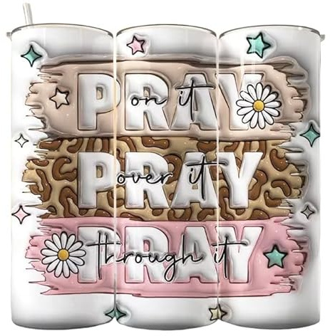Pray Tumbler Sublimation Transfer, Ready to Press, 20 oz Straight Tumbler Wrap, Christian Leopard Tumbler Transfer, Believer, God, Jesus