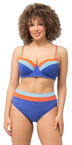 Ulla Popken Bikini con Glitter, Coppe morbide, Ferretto, Spalline Doppie Blu Acciaio 56 826342747-56