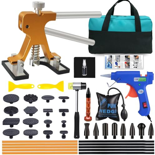 Auto Karosserie Dellenentferner Kit - Werkzeug für die Dellenreparatur ohne Lackieren mit Golden Dent Puller, Auto Dellenentferner Werkzeug für Auto Dellen Entfernung/Hagelschaden Dellen/kleine Dellen