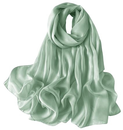 Lina & Lily Damen-Schal aus geknittertem Chiffon, für Frühling und Sommer, durchscheinend, federleicht, mintgrün, Einheitsgröße