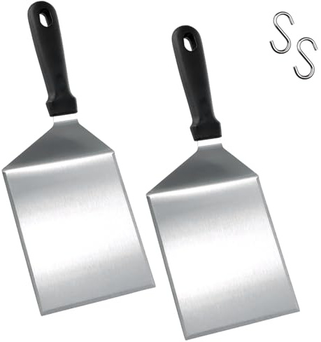 Espátula para Parrilla, Espátula de Hamburguesa Extra Ancha, Espátula Chef, Espátula de Metal de Acero Inoxidable, Paleta para Hamburguesa Ideal para Barbacoa, Volteador, Parrilla