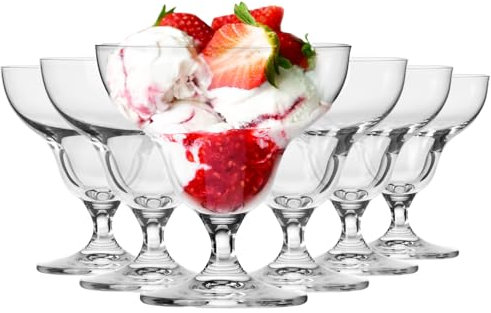 Krosno Copas de postre/cuencos para helado, juego de 6, 340 ml, Colección Avant-garde – cuencos grandes de postre, copas de helado con pie – Apto para lavavajillas | Cristal sin plomo