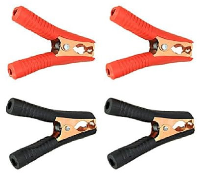 Joyan 4 Piezas Pinzas Bateria, Pinzas Cocodrilo Grandes de Cobre 100 A, Pinzas Aislantes de Batería para Cables de Carga de Vehículos, Cables de Puente de Batería de Coche (90 * 73mm, Rojo+Negro)