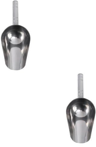 ORFOFE 2 Pièces cuillère à nourriture stockage de nourriture pour chien deux mangeoire pelle pour chien animal de compagnie pelle en acier inoxydable boule de nourriture pour chien Silver