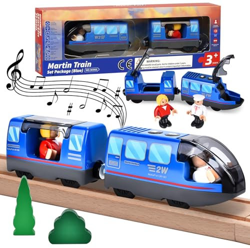 Herefun Locomotiva ad Azione a Batteria, Treno Alimentato a Batteria, Giocattolo Locomotiva con Conducente e Passeggero, Trenino Elettrico per Bambini 3 4 5 6 7 8+ Anni