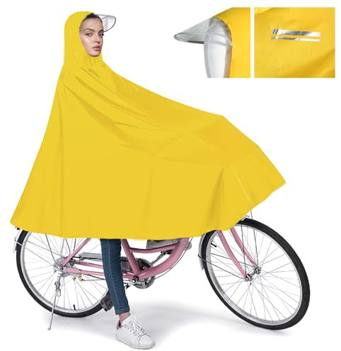 ADERTOS Regenponcho Fahrrad Regencape Wasserdicht Fahrradregenponcho mit Kapuze Reflektierend Radfahren Regenumhang Fahrradponcho Regenmantel für Damen Herren Erwachsene Fahrradfahrer