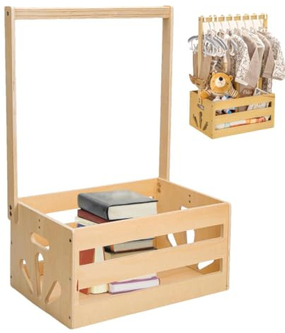 37x26x6.5 Cm Baby Dusche Kiste Schrank, Hölzerne Baby Lagerung Kiste Hamper, Baby-Korb Mit Griff, Baby-Kleidung Aufbewahrungskorb, Babyparty-Schrank, Baby-Aufbewahrungskiste Mit Griff