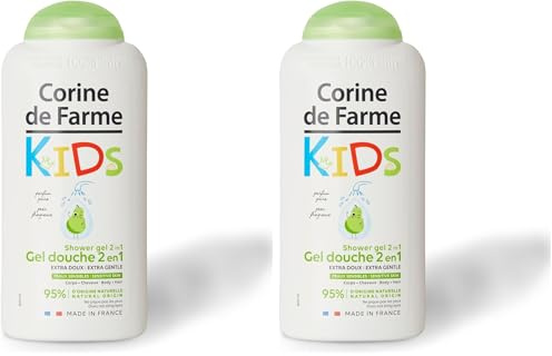 Corine de Farme - Gel Douche Kids 2-En-1 Corps et Cheveux Parfum Poire - Peaux Sensibles, Hypoallergénique, Formule Clean Beauty - Fabriqué en France sous Contrôle Dermatologique - 300 ml (Lot de 2)