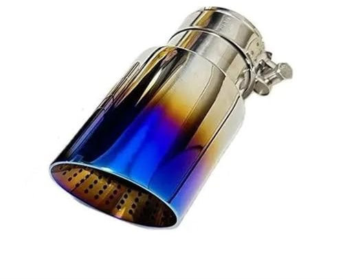 ZSGHJA Embouts D'éChappement 1 Pièces Tuyau D'échappement Silencieux Queue Gorge Acier Inoxydable Rôti Bleu Guêpe Nid Grand Diamètre Trompette Bouche Tuyaux d'échappement(57mm-89mm)