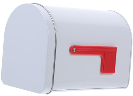 Garneck Cassetta Postale Latta Mini in Bianco, 1 Pezzo in Tinplate | Cesto Natalizio Vuoto, Cassetta delle Lettere Vintage, Alzabandiera Decorativa per Gioco e Ufficio