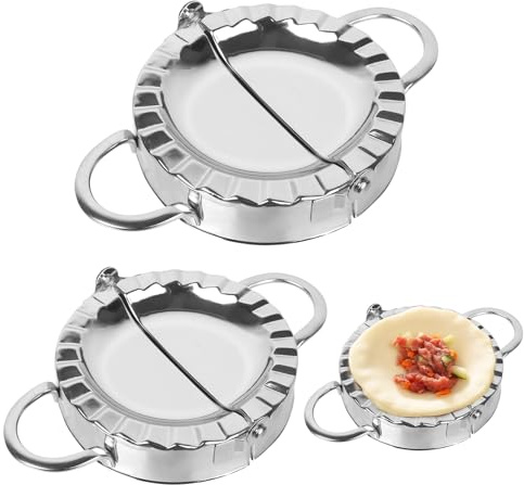 Minicoco Dumpling Maker Meat Pie Cutter Stainless Steel Empanada Press Meatpie Dough Cutter Dumpling Press Dumpling Maker Machine (9.5cm+7.5cm)