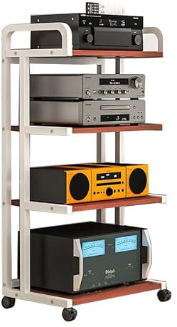 AV-Media-Ständer mit 4 Etagen, Regal für DVD-, CD-Player, Stereo-Regal, Heimbüro, DJ, Theater, Farbe 2, 50 x 40 x 111 cm