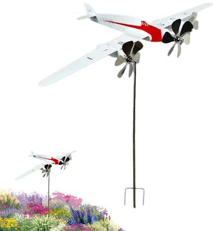 Segnavento Aereo | Scultura Eolica a Forma di Mulinello Volo,Scultura Volo Aereo Per Esterni Giardino Cortile Prato