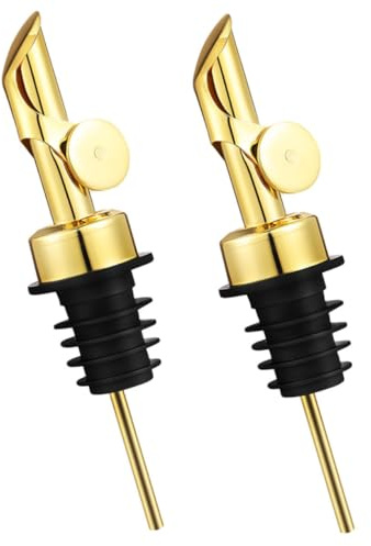 ULTECHNOVO 2 Stück Ausgießer für Whisky und Weinflaschen aus Edelstahl in Gold Tropffrei und Kontrolliertes Ausgießen für Küche und Riegel