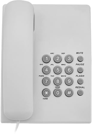 Téléphone fixe filaire de base pour personnes âgées - Téléphone domestique analogique avec rappel de maintien - Petit bureau mural - Réduction du bruit