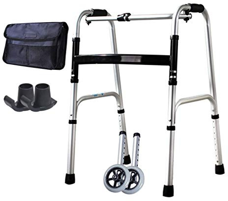 Gehhilfe Mobilitätshilfen Rollatoren Rollator Seniorenwagen mit 2 Rädern und Tragetasche, Gehgestell | Hilfsmittel | Rollen - Höhenverstellbarer Aluminium-Stockhalter für geriatrische Handic