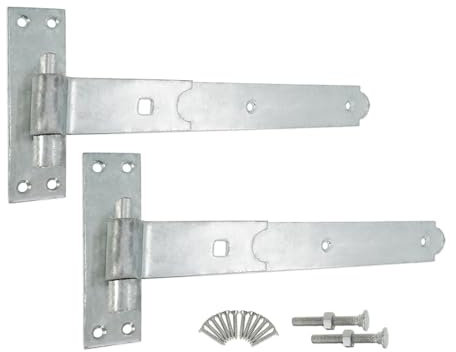 Heavy Duty Galvanised 12 (300mm) Straight Hook and Band Hinges Pack – Gate Fitting Kit for Wooden Garden Shed Door Gates