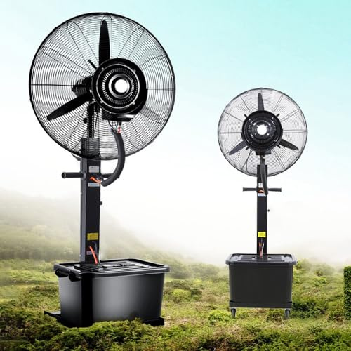 VVentilador Nebulizador Industrial De Pie 3 Velocidades Ventilador De Pedestal Para Patio Exterior Con Pulverizador Fan Grande De Pie Oscilante Para Garaje Fábrica Taller(75cm/29.5in)