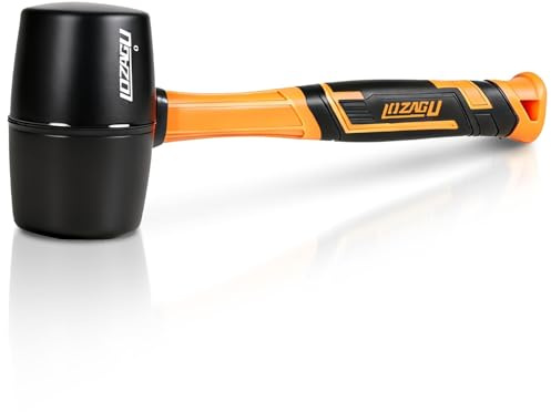 LOZAGU 12oz/400g Rubber Mallet Hammer, Fiberglass Handle, Rubber Mallet for Flooring, Tent Stakes, Woodworking, Camping, Soft Blow Tasks Without Damage