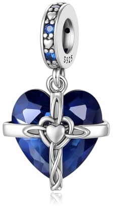 LONGLUCK Colgante de plata de ley 925 con forma de corazón Colgante con piedra natal Adecuado para pulseras y collares Regalo de cumpleaños
