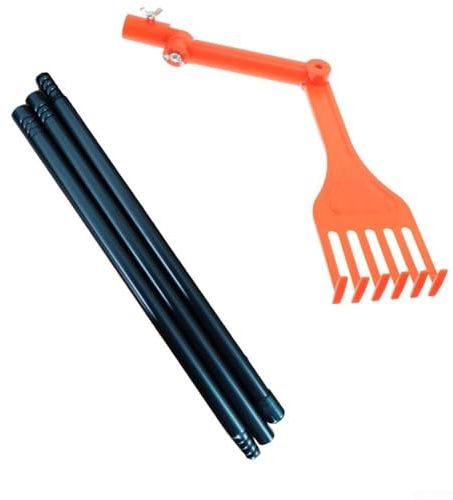 Mini rastrello per grondaie e tetti, testa girevole regolabile per foglie, rami e detriti, per una costruzione in plastica resistente, raggiunge i bordi del tetto (b)