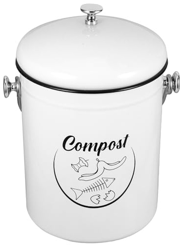 WEKAMOS Contenedor de Compost para Cocina de 5l con Tapa de Hierro Bote de Basura para Cocina Pequeño Cubo con Tapa Adecuado para Residuos de Alimentos y Compostaje Doméstico