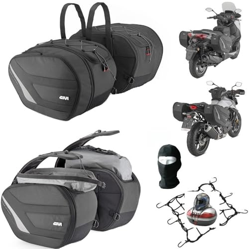 BORSE LATERALI SOFFICI MOTO EASY DA 27 A 35 LT GIVI EASY10 330 X 180>260 X 470 POLIESTERE RIPSTOP 600D FISSAGGIO TRAMITE DUE CINGHIE A STRAPPO SOTTO LA SELLA COMPATIBILE CON BMW F 650 CS SCARVER