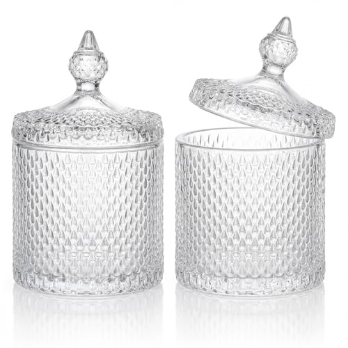 Hejo Tarros de Cristal con Tapa, 600 ml, 2 Piezas, Estilo Retro | Frascos de Vidrio con Textura de Aotas de Agua, Botes Cocina Almacenaje para Caramelos, Galletas, Decoración del Hogar