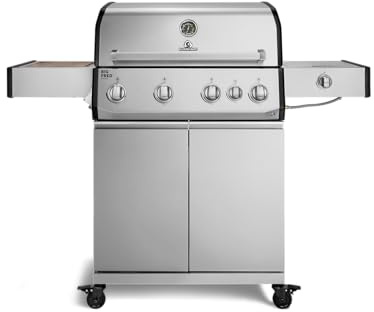 BURNHARD® Big FRED Deluxe Gasgrill 4-Brenner, Gusseisenrost, Edelstahl | 900°C Infrarot-Zone, Heckbrenner, Seitenkocher, Aludruckguss-Edelstahl-Brennkammer, 24.4 kW Leistung