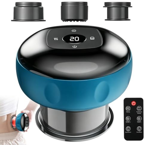 Ventosa eléctrica por infrarrojos, 12 velocidades, dispositivo de masaje inteligente con mando a distancia, recargable, para alivio del dolor y desintoxicación del cuerpo, color azul