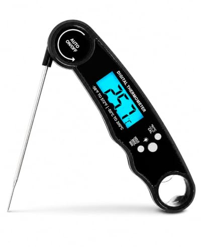 Meat Thermometer Digital Instant Read – Waterproof Food Thermometer with Backlight LCD, Foldable Probe, Magnet, Auto On/Off, °F/°C Switch for BBQ Grill Cooking Kitchen