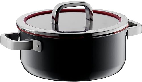 WMF Fusiontec Functional Kochtopf groß 24cm, Glasdeckel mit Abgießfunktion, Bratentopf Induktion 4,4l, High-Tech Keramik, kratzfest, schwarz
