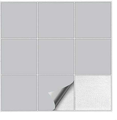 Kiwistar Fliesenaufkleber Hellgrau 72 Seidenmatt - 15 x 15 cm - 50 Stück - Klebefliesen Fliesenmuster Stickerfliesen Wandfliesen überkleben
