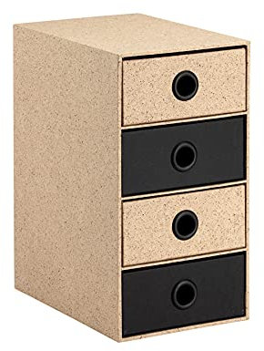 Rössler 15241382004 - Cacao - Schubladenbox 4 Fächer für DIN A5, 250x175x320 mm, aus Kakaopapier