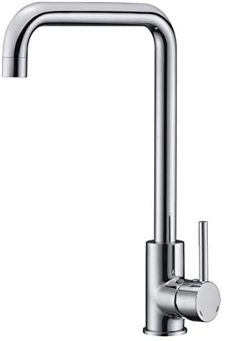 Edouard Rousseau - Mitigeur Évier Kiloo - Aérateur Réducteur de Débit, Écrou de Serrage Rapide à la Main - 354 (Hauteur) x 206 (Saillie) mm - Chromé