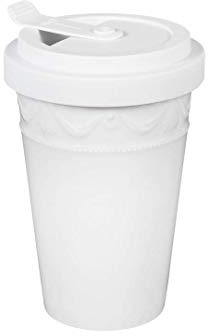 KPM Berlin KURLAND Kaffebecher To-Go aus Porzellan, 0,35 L, Weiß | Porzellan Becher & Teebecher, handmade, nachhaltig und wiederverwendbar, edles Design im Geschenkkarton