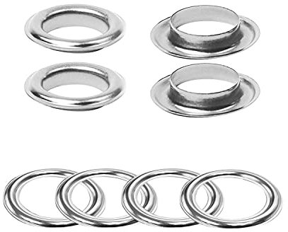 WedDecor Messing Ösen Mit Scheiben für Bekleidung Und Leder Handwerk, Unterlegscheiben für Vinyl Banner - Silbern, Pack of 100