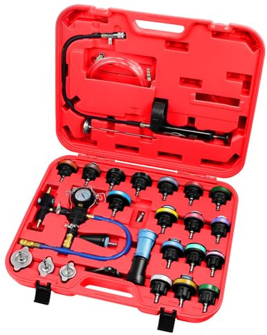 JIFETOR Cooling System Vacuum Purge Radiator Coolant Refill Tool Kit Universal Automotive Water Tank Pneumatic Vacuum Antifreeze Change Filler Set with Adapter Case Hose for Car SUV Truck
